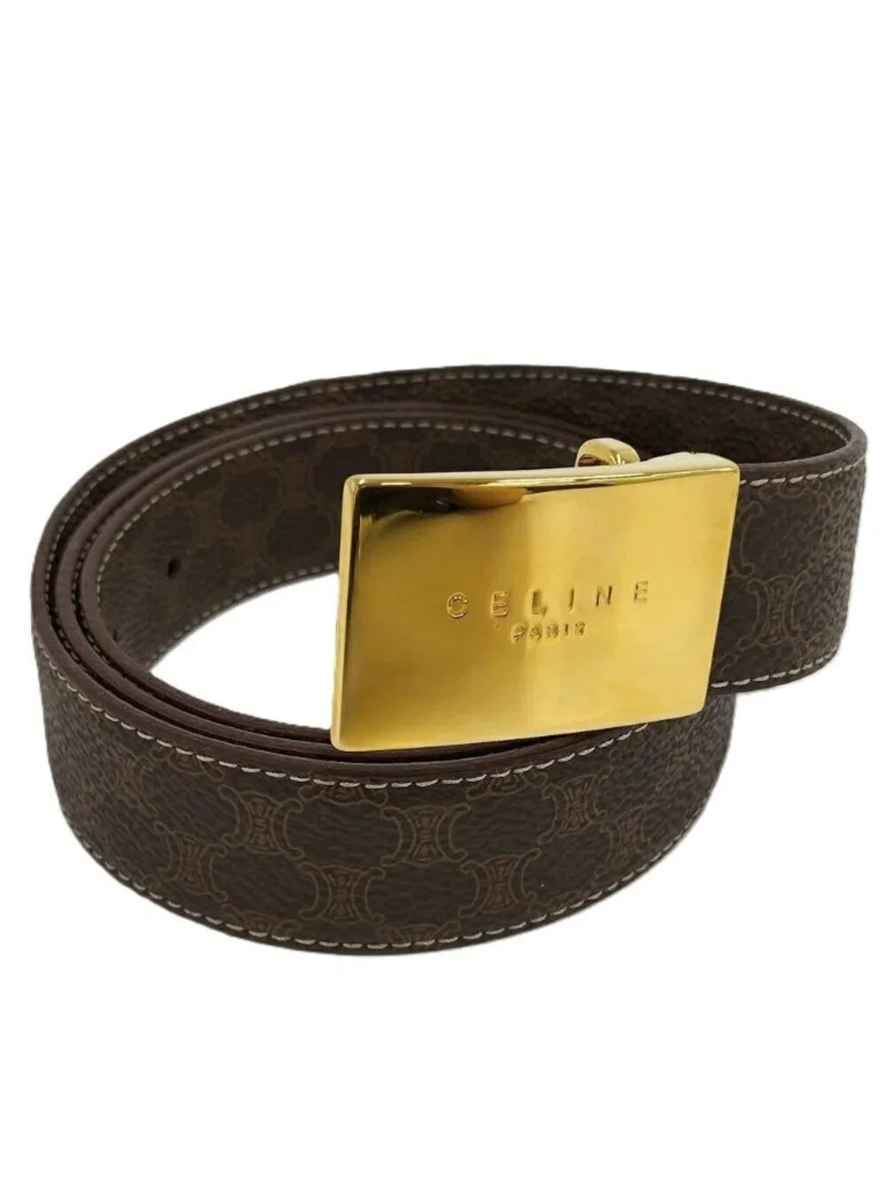 Celine Belt Macadam Leather Brown